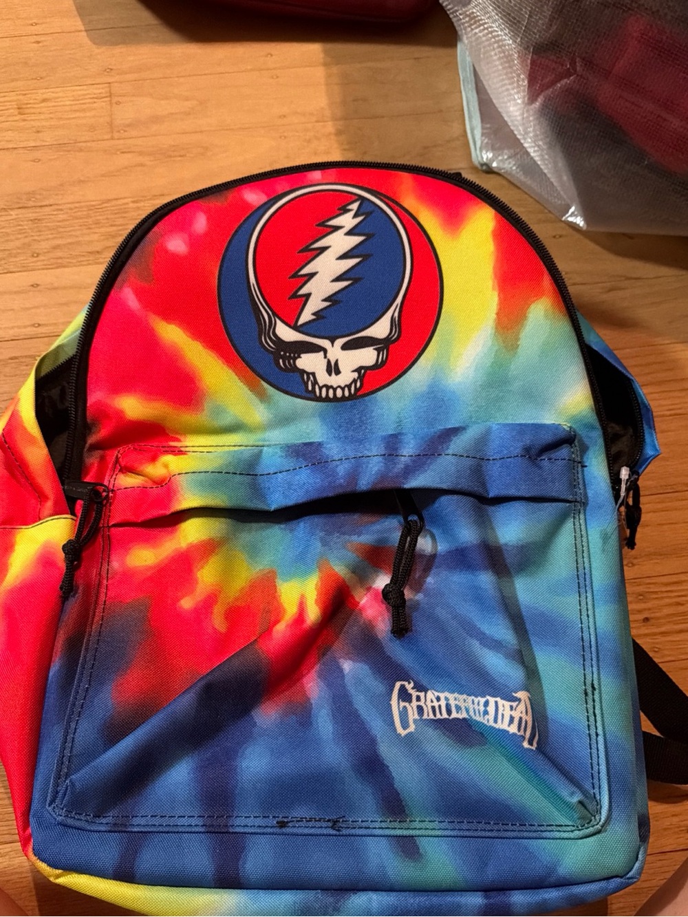 Grateful Dead Tie-Dye Steal Your Face Skull Backpack - Red Blue Yellow
